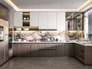 Meubles de cuisine en contreplaqué de style moderne, tiroirs de rangement personnalisables, îlot central, plateforme, mobilier de restaurant, écologique - Product Image 3