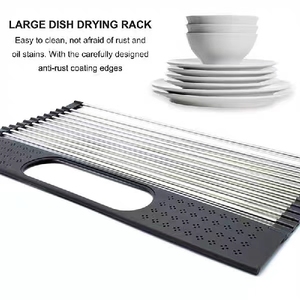 פלדת אל-חלד קישוח מעל כיור מתלה מנקז צלחת באנר עם סל לכיור מטבח - Product Image 5