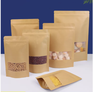 Nhà Máy Bán buôn với cửa sổ trong suốt chống ẩm dây kéo nâu kraft giấy nhựa dọc Nut bao bì túi - Product Image 4