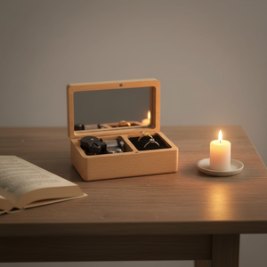 Boîte à <span class=keywords><strong>musique</strong></span> personnalisée en panneau de densité Yiyu, manivelle, mécanisme 8 tons, durée sonore 30s, support de bague de demande en mariage, cadeau Saint-Valentin - Product Image 1