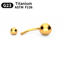 Cincin Pusar Titanium G23 ASTM F136 14G Bulat Zirkon Ulir Luar Perhiasan Tindik Alis Tubuh