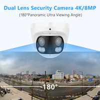 Caméra panoramique IP PoE à double objectif 8MP OEM, dôme métallique, 180° °   Caméra de sécurité 4K avec détection IA NDAA, couleur intégrale, IP67, audio bidirectionnel