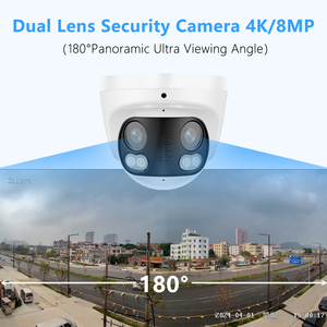OEM 8MP Dual Lens PoE <span class=keywords><strong>IP</strong></span> Metal Dome CCTV Cámara panorámica Visión nocturna 180 grados a todo color Detección de personas/vehículos Cámara 4K - Product Image 2