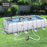 Piscine gonflable rectangulaire authentique en PVC avec structure de support épaissie en acier inoxydable, grande taille, pour adultes, enfants et familles