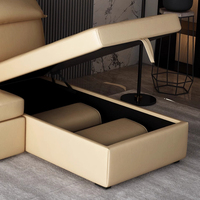 Hochwertiges L-förmiges Leder-Aufbewahrung sofa Klappbar und ausziehbar für das Würfelbett im Wohnzimmer