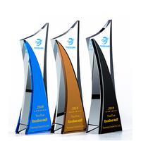 Trophée Plaque en Verre Cristal Grand Prix d'Honneur Impression UV Logo Gravé Texte Cadeaux d'Entreprise Souvenir pour Employés