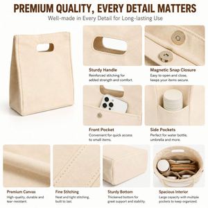 Bolsa de Lona Portátil Mini con Asas, Bolsa Pequeña de Algodón para Teléfono, Cartera, Llaves, Uso Diario - Product Image 2