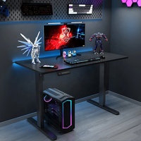 Décoration de salle de jeu Table de jeu de bureau électrique à hauteur réglable avec LED