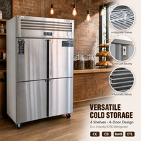 Réfrigérateur en acier inoxydable à refroidissement par air avec étagères réglables pour usage quotidien en café - Direct Usine