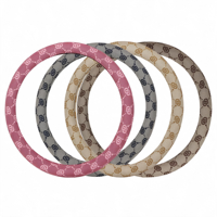 Protecteur de volant de voiture rose pâle en cuir PVC 1,1 mm, monogramme lettre D, accessoires intérieurs automobiles, durable, résistant à l'abrasion