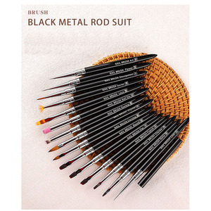 <span class=keywords><strong>Faria</strong></span> Logo personnalisé noir métal ongles conceptions brosse peinture UV Gel Liner brosse à ongles acrylique brosses d'extension des ongles - Product Image 3