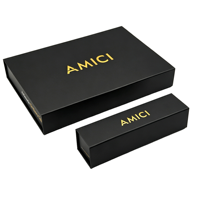 Coffret cadeau magnétique noir mat de qualité supérieure avec logo doré personnalisé pour l'emballage de marques de luxe d'entreprise