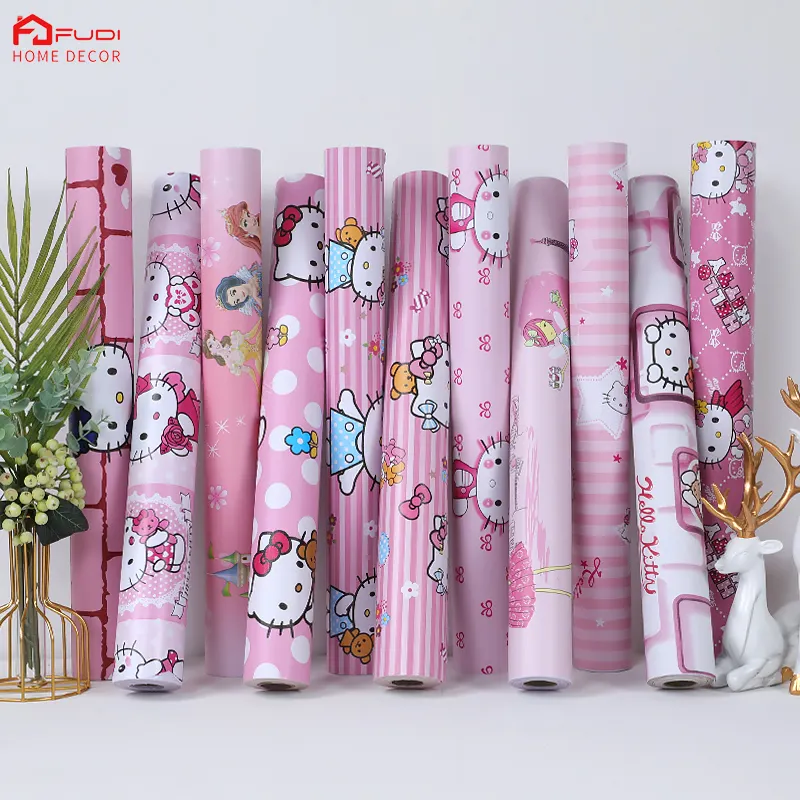 kids wallpaper Factory wholesale price cartoon design children's room waterproof self-adhesive wallpaper home decoration