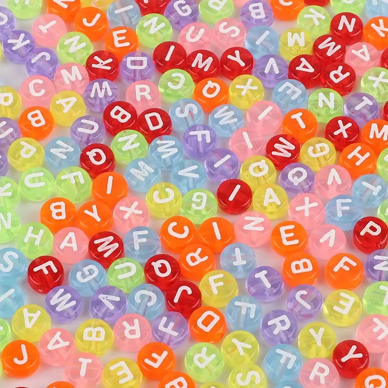 На русском и английском языках красочные 7 мм номер 100 шт./пакет акриловая квадратная кубические бусины с буквами для детей