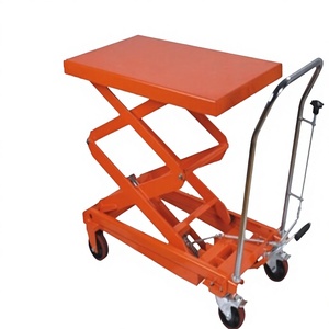 โต๊ะยกไฮดรอลิกแบบกรรไกร รับน้ำหนัก 150 กก. ใช้งานด้วยมือ สำหรับโรงงานผลิต สีส้ม - Product Image 1