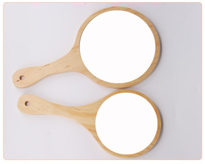 Miroir <span class=keywords><strong>à</strong></span> main pour le maquillage Petit miroir <span class=keywords><strong>à</strong></span> main en <span class=keywords><strong>bois</strong></span> mignon pour le rasage avec trou <span class=keywords><strong>suspendu</strong></span> Miroir de courtoisie de voyage portable simple face - Product Image 5
