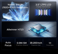 Projecteur LCD JUNUO J500 Android 14, 500 Lux, 1080P natif, mise au point électrique, correction trapézoïdale 4 points, Wi-Fi double bande, Home Cinéma