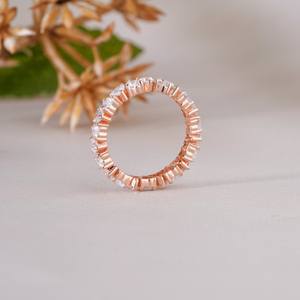 Bague élégante en or rose avec pierre carrée pour femmes, bague fine scintillante pour mariage, fête, usage quotidien, cadeau - Product Image 4