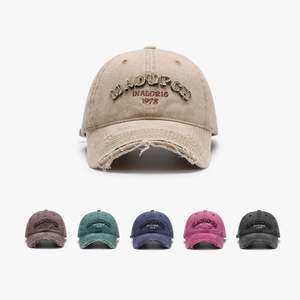 High Quality 6 Panel Cotton Washed <b>Vintage</b> Baseball <b>Caps</b> Wholesale Distressed Curved Brim Baseball <b>Cap</b> Adjustable Baseball <b>Cap</b> - Product Image 2