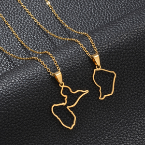 Collier avec pendentif carte de la Guyane française, de la Guyane et de la <span class=keywords><strong>Guadeloupe</strong></span> pour femmes et filles, base en acier inoxydable, bijoux # 593762 - Product Image 4