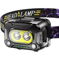 Nouveau Cob 6 Modes Affichage de Puissance Portable Usb Rechargeable Abs Corps Torches Tactique Phare Lampes de Poche Led Lampe Frontale