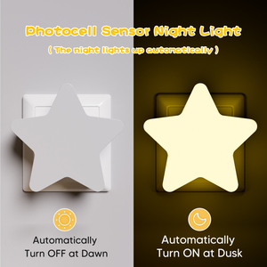 <b>Star</b> Shape LED Night Light 2700K Warm White Light Sensor Plug In <b>Lamp</b> 0.5W Energy Saving for Kids Bedroom - Product Image 6