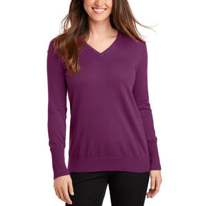 Pull en maille léger et respirant pour femme, col en V, texture aérienne, tons pastel unis, confort décontracté pour l'hiver, idéal pour superposer - Product Image 1