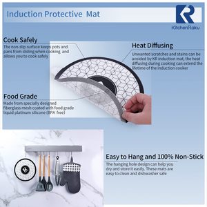 Non-Slip Silicone Induction Cooktop Protector Mat Heat Proof <strong>Pad</strong> for <strong>Kitchen</strong> - Product Image 4