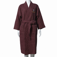 Peignoir de bain en coton tricoté chaud unisexe avec col kimono, vêtement de nuit grande taille, robe de chambre longue pour toutes les saisons