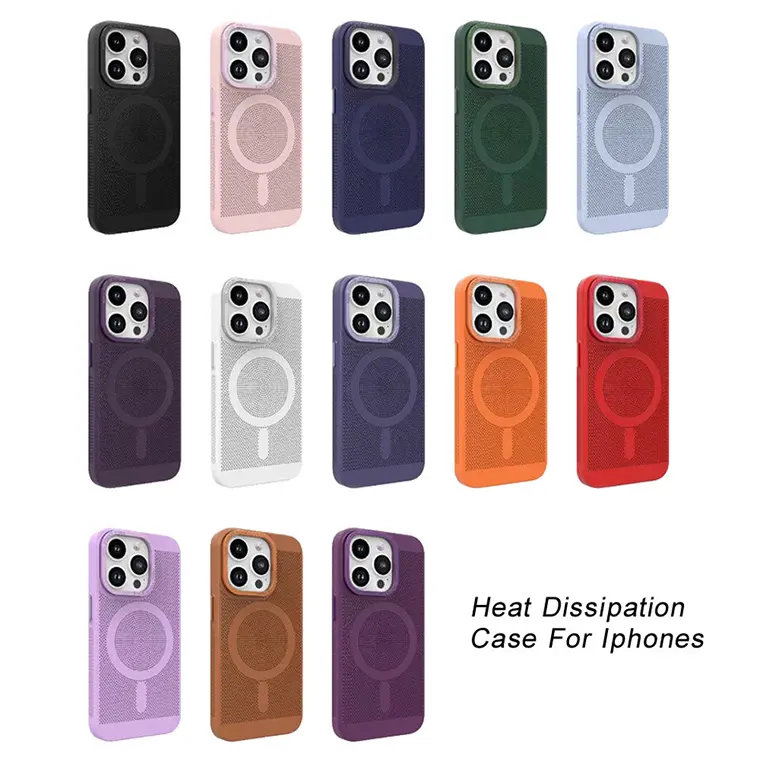 Summer Heat Dissipação Hole Phone Case para Dissipação de Calor Magnética Respirável Cooling Phone Case para iPhone 14 15 Pequeno Buraco