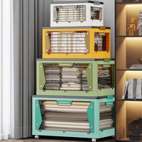 Boîte de rangement multifonctionnelle à 5 compartiments, pliable et empilable, grande capacité, avec roulettes, armoire de rangement mobile