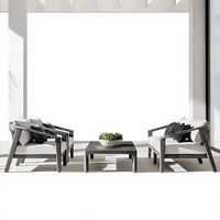 Ensemble de chaises longues d'extérieur modernes en aluminium, table basse, mobilier de conversation pour patio, accent en rotin tressé pour balcon et jardin