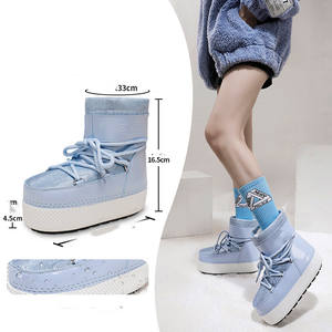 Bottes d'Hiver les Plus Vendues à Semelle Épaisse Brillantes pour Femme, Design Lune <span class=keywords><strong>en</strong></span> PU, Doublées <span class=keywords><strong>de</strong></span> Fourrure pour la Neige - Product Image 5