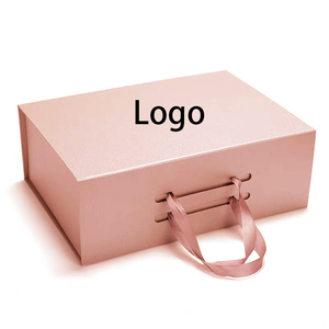 Hot Selling Eco Friendly Luxury Folding <b>Magnetic</b> Cosmetic Gift Box with Embossing Matt Lamination UV Coating Ribbon Handles - Product Image 2