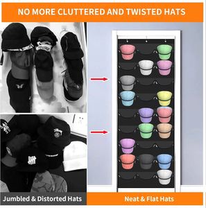 27-Pocket Over the Door Baseball <b>Hat</b> Rack Fitted <b>Hat</b> Organizer Storage for Closet or Wall Mount <b>Bag</b> for Wardrobe or Bathroom - Product Image 3