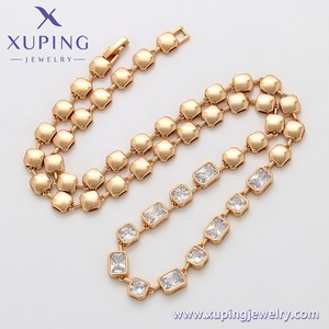 X000850676 XUPING Schmuck 18K Goldfarben Plattiert Voll Quadratische Synthetische Zirkonia Mode Damen Halskette - Product Image 3