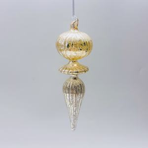 Set 4 ornamen natal merkuri bergaris tiup tangan. Ornamen gantung kaca Set/4 - Product Image 5