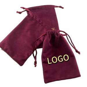 Pochette à bijoux en velours doux avec cordon de serrage, logo personnalisé, petite taille, pour bagues, boucles d'oreilles, colliers, emballage - Product Image 1