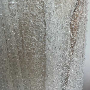 Tissu <span class=keywords><strong>de</strong></span> <span class=keywords><strong>mariée</strong></span> <span class=keywords><strong>David</strong></span> en dentelle perlée blanche délicate à paillettes, très demandé - Product Image 4
