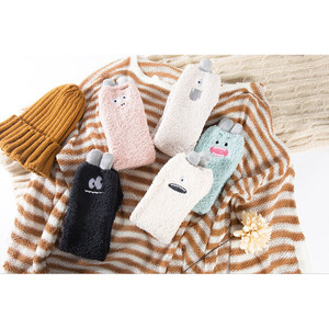 Thickened Coral Fleece Socks With Cartoon Monster Design 3D Ears Half Fleece Side For Home And Sleep - Product Image 4