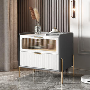 Sturdy Solid Wood Eco-Friendly Durable Modern Light Luxury Storage Space <b>Bedside</b> Cabinet Elegant Smart Nightstands 2 Drawers for - Product Image 3