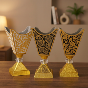 Gold Patterned Incense Burner Set Mabkhara <b>Oud</b> <b>Bakhoor</b> Censer Traditional Arabian Tabletop Home Fragrance Gift - Product Image 3