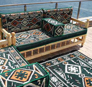 Set di Divani Majlis in Legno di Pino, Sedute Tradizionali Turche, <span class=keywords><strong>Divano</strong></span> Modulare Bohémien per Decorazioni del Ramadan - Product Image 4