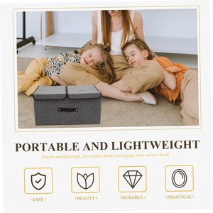 Boîte de rangement pliable en lin de haute qualité pour vêtements et jouets avec poignée, colorée, taille moyenne, fabriquée en Chine ZC-20250822-07 - Product Image 5