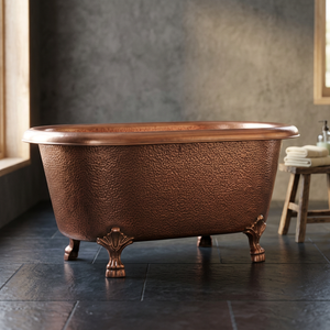 Bañera Ovalada de Cobre Martillado con Patas, Bañera de Cobre Antigua de Lujo para Casa u Hotel - Product Image 1