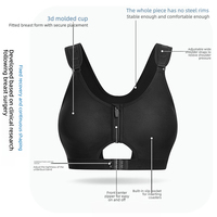 Soutien-gorge post-opératoire léger et respirant en nylon, stabilisant les implants mammaires, sans armatures, idéal pour la récupération post-chirurgicale estivale