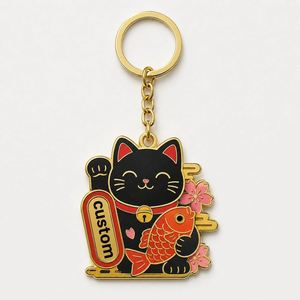 Porte-clés Maneki Neko personnalisés de haute qualité en gros, pendentifs chat porte-bonheur, design mascotte japonaise, porte-clés souvenir - Product Image 3