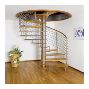 high quality spiral stairs case design kit wooden tread modern indoor used spiral staircase