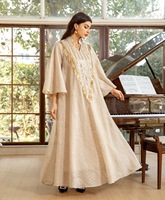 Robe de soirée longue Jalabiya en maille brodée de sequins et de pompons, vêtement islamique grande taille à manches longues, vente en gros personnalisée