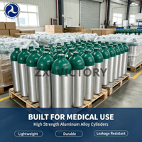 Bouteille d'oxygène vide en aluminium de qualité médicale ZX DOT MD ME M6 M9 2015 PSI, pour l'approvisionnement d'urgence à domicile et en ambulance, avec valve CGA870